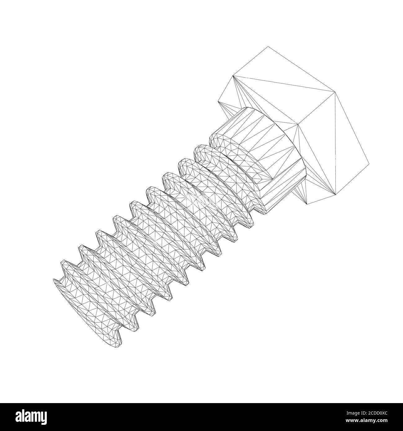 Boulon filaire fileté à partir de lignes noires sur un fond blanc. 3D. Illustration vectorielle Illustration de Vecteur