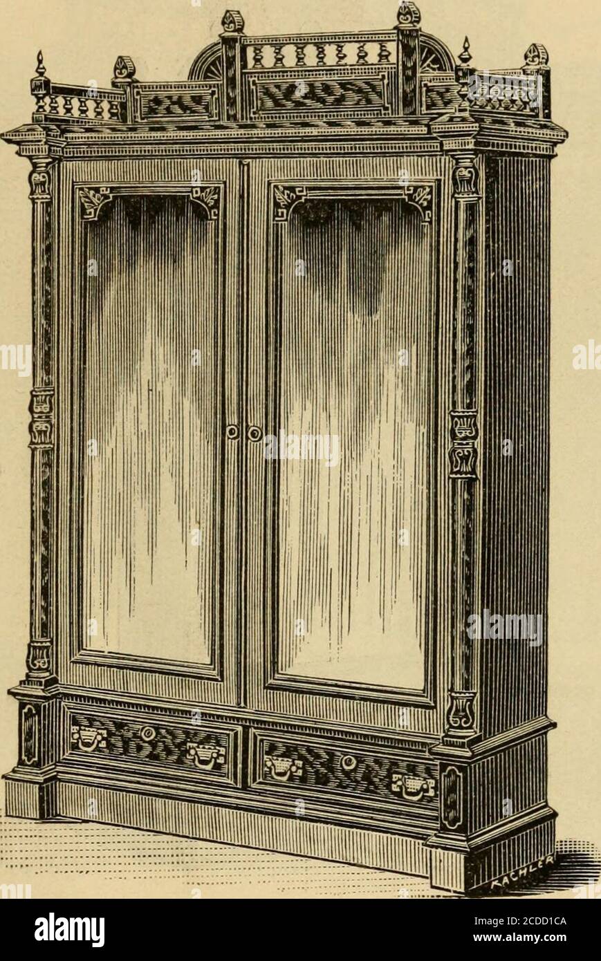 . Catalogue illustré de mobilier de bureau et de bibliothèque. . No. 362 c'est un style similaire de la bibliothèque nain-vrin^ à la précédente, exceptin son étant plus petit dans la taille, ayant trois compartiments au lieu de quatre. La construction et la qualité du travail sont les mêmes, et la description qui se trouve sous la coupe no 361 s'appliquera également à ceci, ayant la même finition générale, ornementation, etc. Taille, 5 pieds 10 pouces de large dans l'extrême, 6 pieds 4 incheshigh sur tout. JVeuillez lire la Préface de ce catalogue.. JSTo. 363. Il est de style et de construction similaires à la coupe précédente, sauf dans sa forme A. Banque D'Images