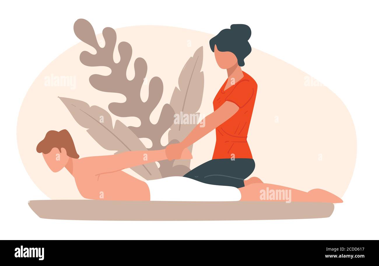 Massage du dos au spa, détente et soin Illustration de Vecteur