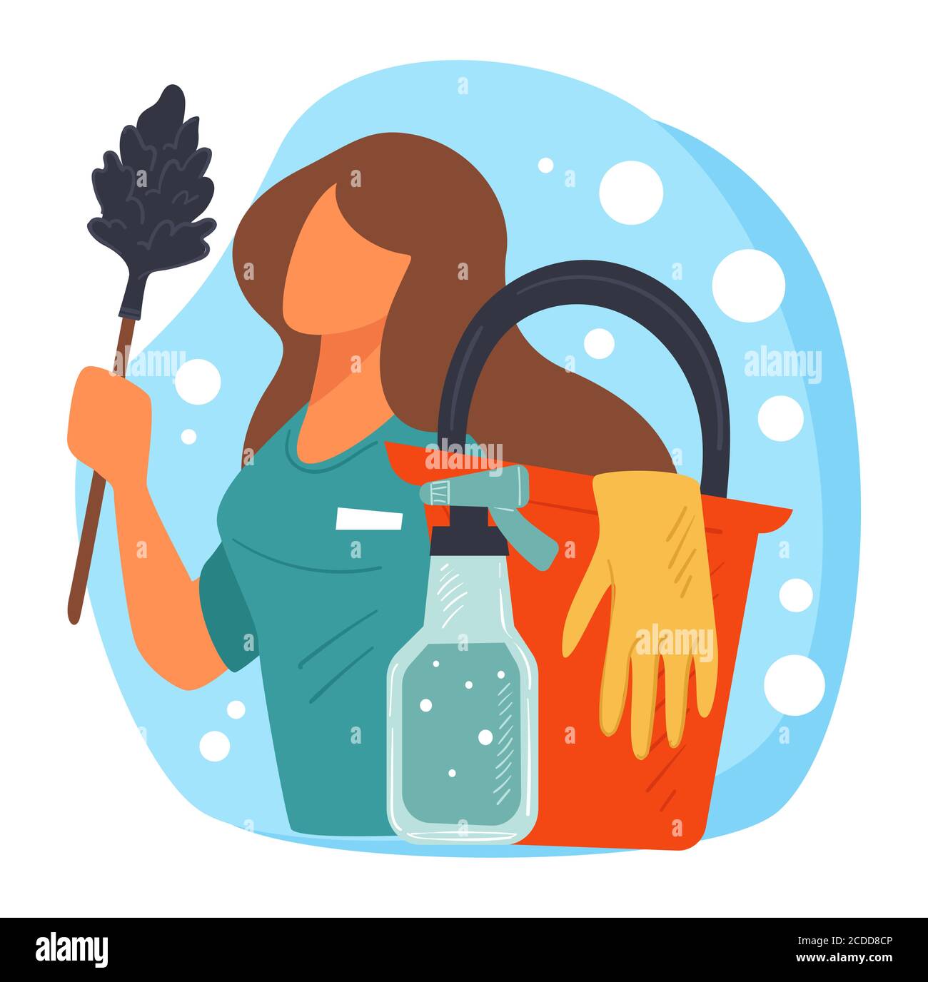 Entreprise de services de nettoyage, femme de ménage ou femme de ménage pour la maison Illustration de Vecteur