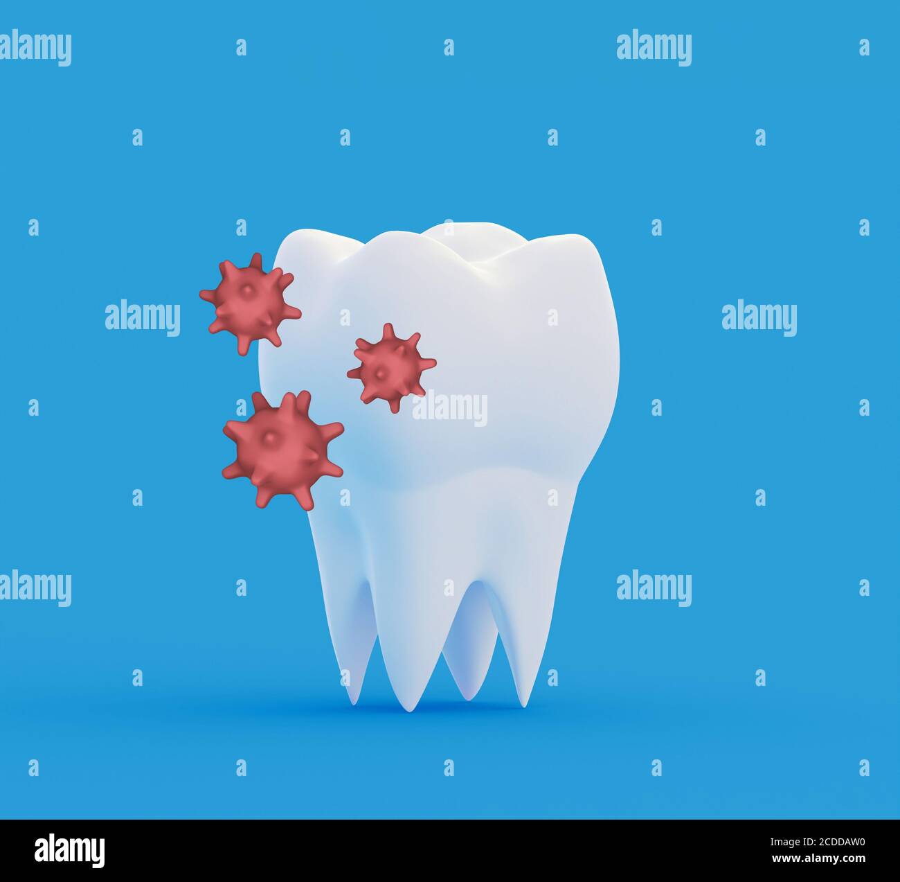 Dent avec des bactérias abstraites. Recherche et diagnostic de maladies des dents concept. illustration 3d Banque D'Images