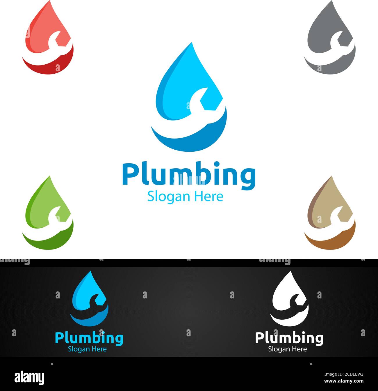 Logo de plomberie avec concept Water and Fix Home Illustration de Vecteur