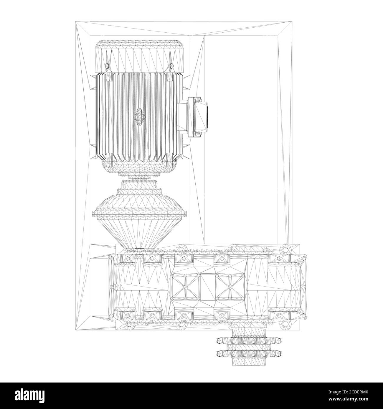 Moteur électrique industriel filaire. Vue de dessus. 3D. Illustration vectorielle Illustration de Vecteur