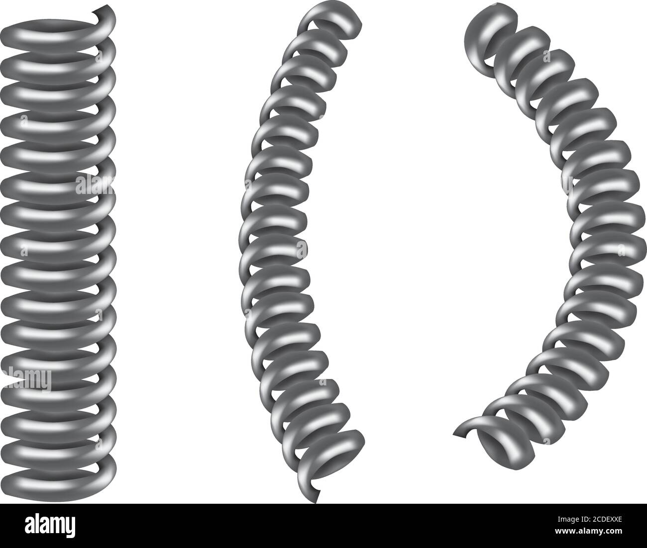 Illustration vectorielle de trois bobines en spirale en métal gris argenté Illustration de Vecteur