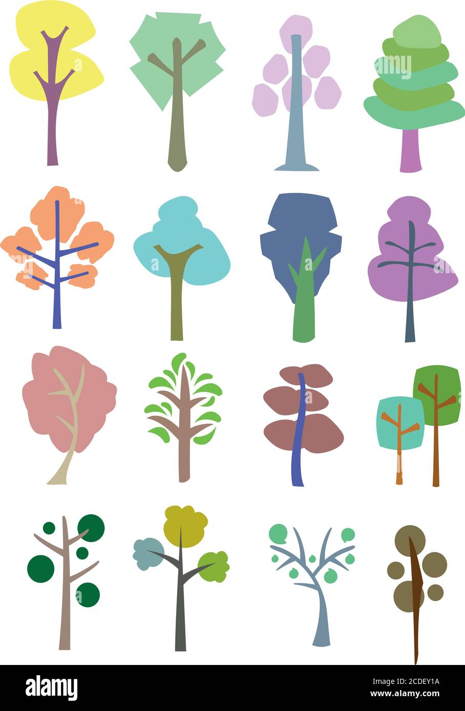 Arbres d'illustrations vectorielles colorées pour différentes utilisations. Illustration de Vecteur