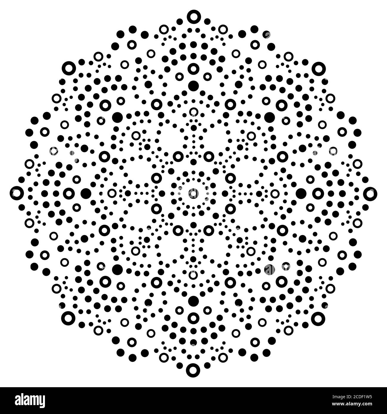 Point art mandala vector design, motif aborigène de peinture de points en noir sur blanc, mosaïque australienne art Illustration de Vecteur