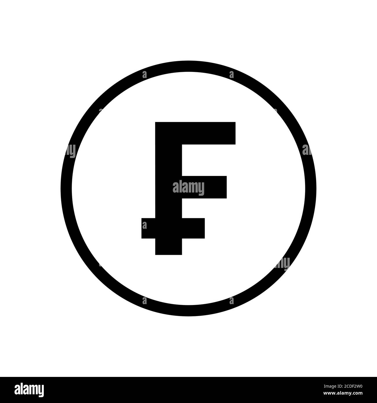 Pièce franc monochrome noir et blanc. Symbole de la devise actuelle. Illustration de Vecteur