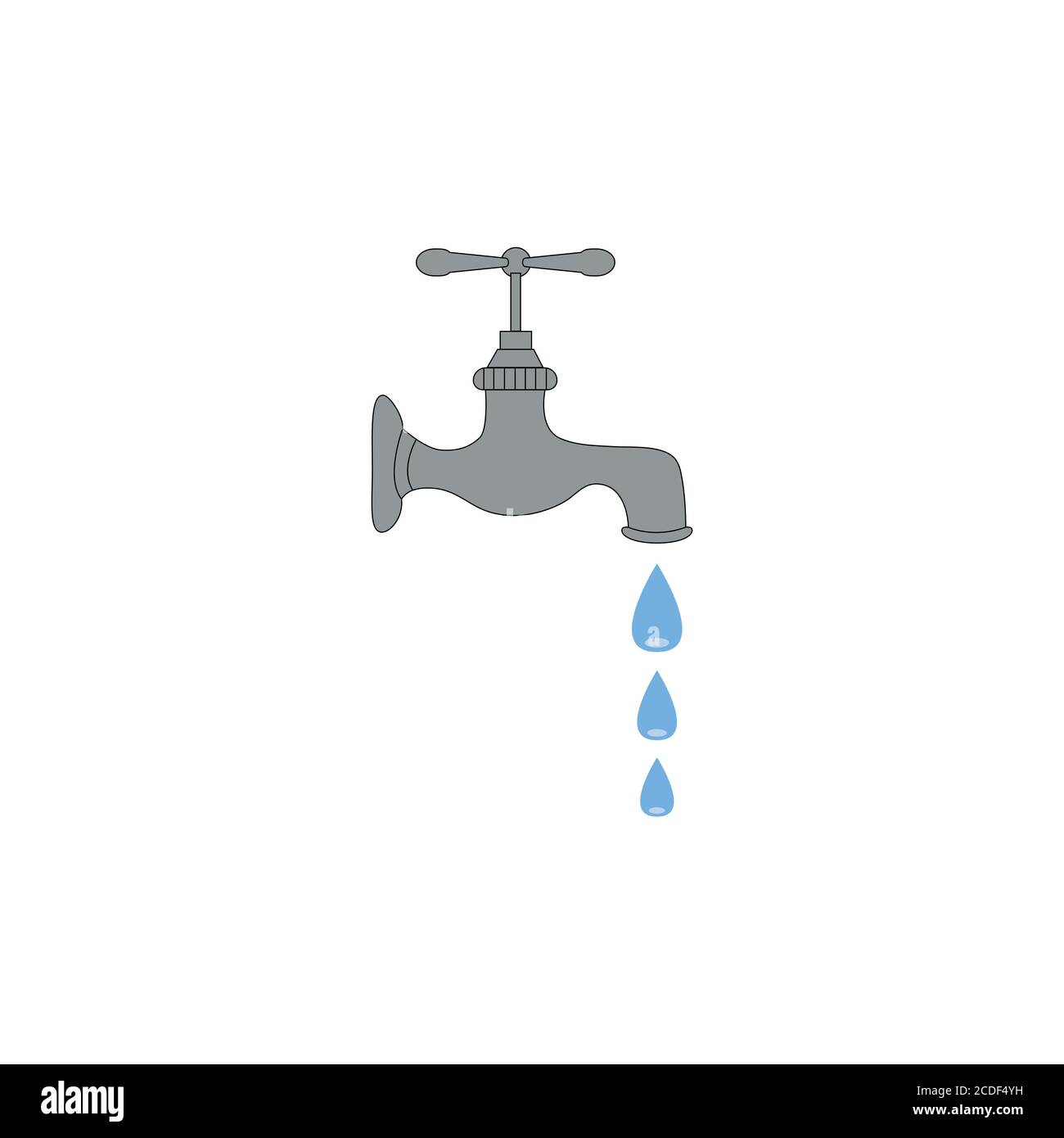 Robinet d'eau avec une goutte. Illustration. Vecteur Illustration de Vecteur
