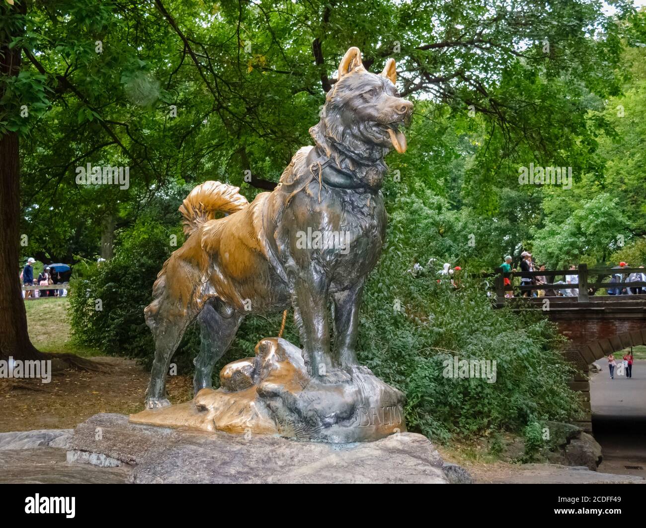 Statue en bronze de Balto, chien de traîneau, de Frederick Roth, Central Park, Manhattan, New York City, New York, États-Unis Banque D'Images