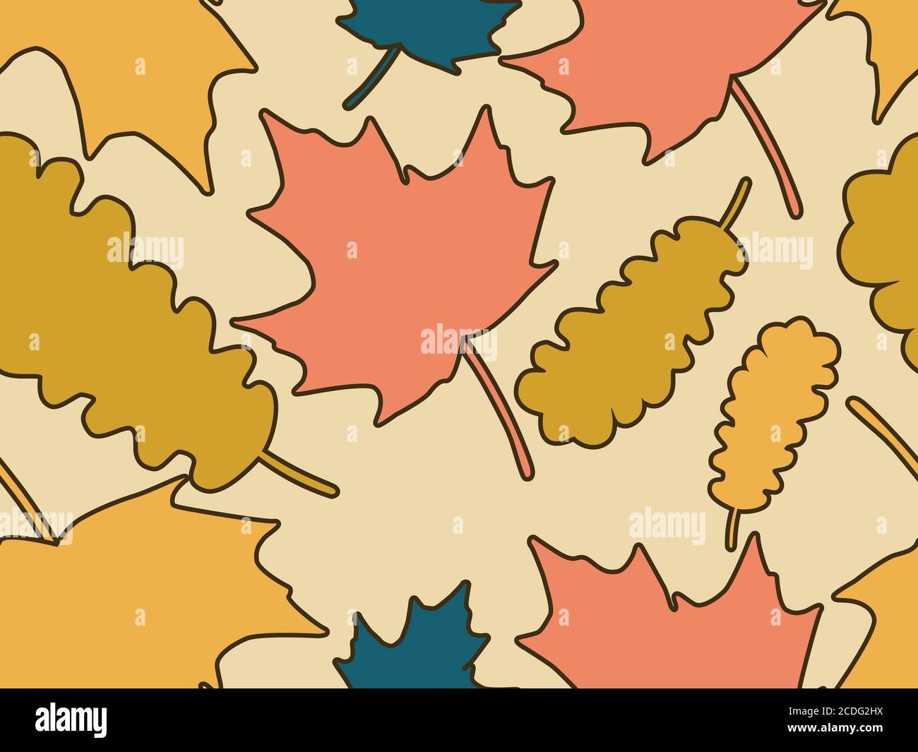 L'automne laisse un motif sans couture. Chute de feuilles, chute de feuilles. Chêne et érable. Arrière-plan pour l'emballage du papier, de l'impression, du tissu et de l'impression. Illustration vectorielle Illustration de Vecteur