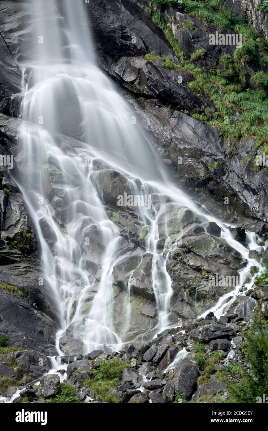 Les chutes d'eau de Nardis dans le parc naturel d'Adamello-Brenta. Carisolo, province de Trento, Trentin-Haut-Adige, Italie, Europe. Banque D'Images