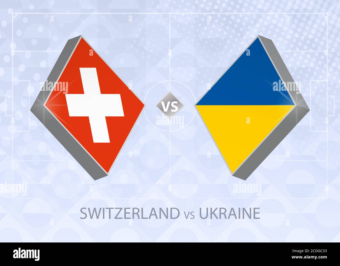 Suisse contre Ukraine, Ligue A, Groupe 4. Compétition européenne de football sur fond bleu. Illustration de Vecteur