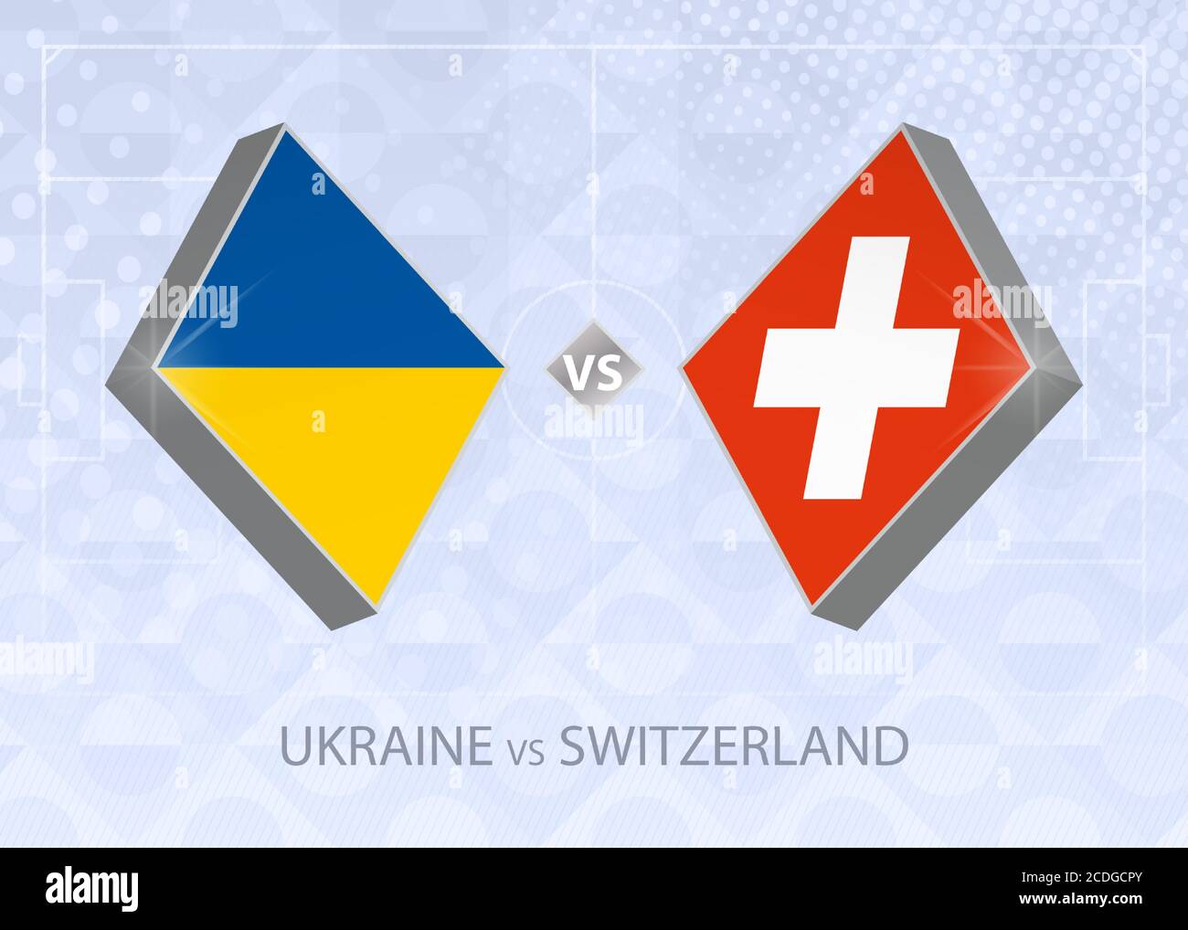 Ukraine contre Suisse, Ligue A, Groupe 4. Compétition européenne de football sur fond bleu. Illustration de Vecteur