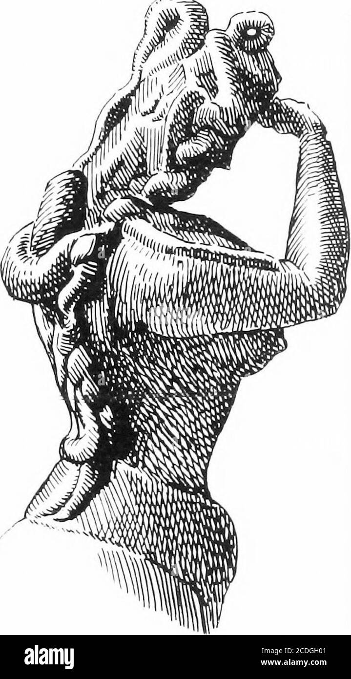. Le palais de Minos : un compte-rendu comparatif des étapes successives de la civilisation crétoise ancienne comme illustré par les découvertes de Knossos . Figure 365. Partie supérieure de la figure de bronze minoen, montrant la triple bobine de serpents (Berlin Mus.). D'ivoire tenant deux serpents d'or dans le Musée de Boston,^ et describedin une section plus tard de ce travail se référant à la première période de Minoan tardif, Hadappartenait au même reliquaire du palais du quartier intérieur de Knossosas, figure ivoire du Leaping Boy. Depuis la découverte du Sanctuaire de la Déesse du serpent et des ervotaires, en outre, plus de o Banque D'Images