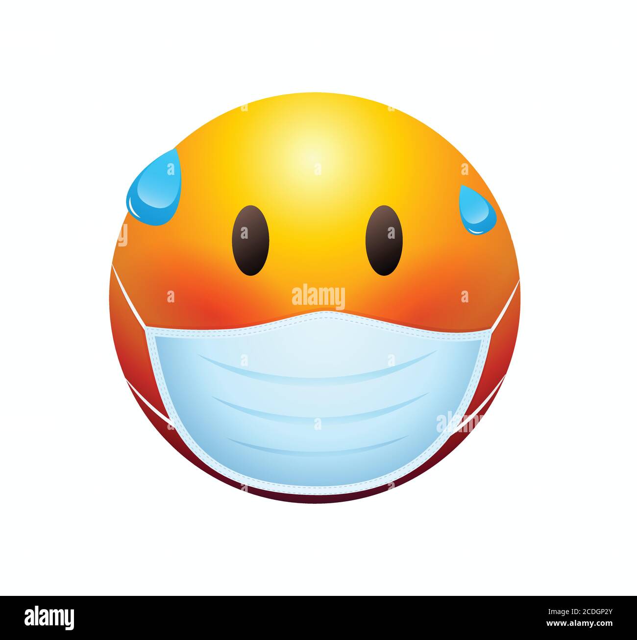 Émoticone de haute qualité sur fond blanc.Emoji malade.visage rouge.Emoji patient.Emoticon de fièvre.Emoji masque. Illustration de Vecteur