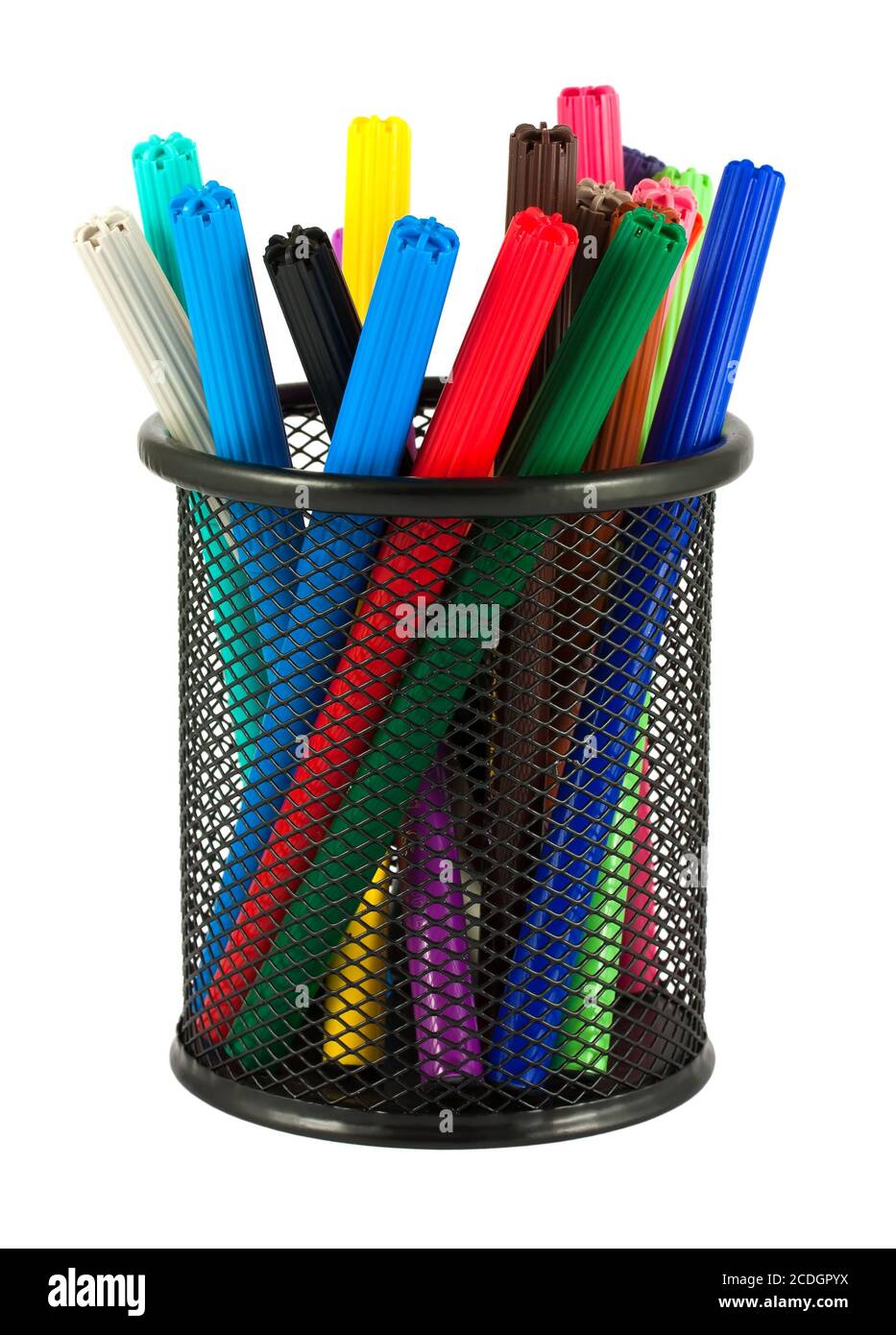 Jeu de stylos feutre de différentes couleurs dans le support Banque D'Images