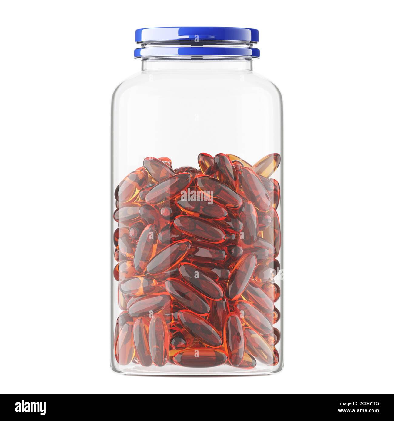 Bol en plastique transparent avec couvercle bleu et capsules dorées à  l'intérieur Photo Stock - Alamy