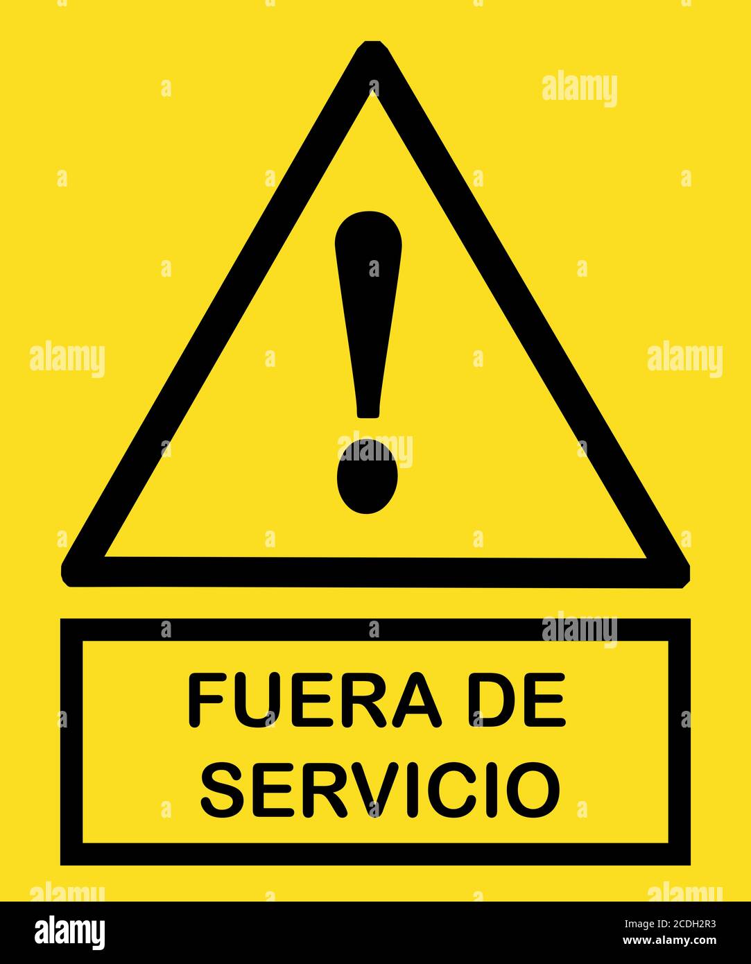 fuera de servicio señal : panneau hors service avec triangle jaune et point d'exclamation bannière jaune Banque D'Images