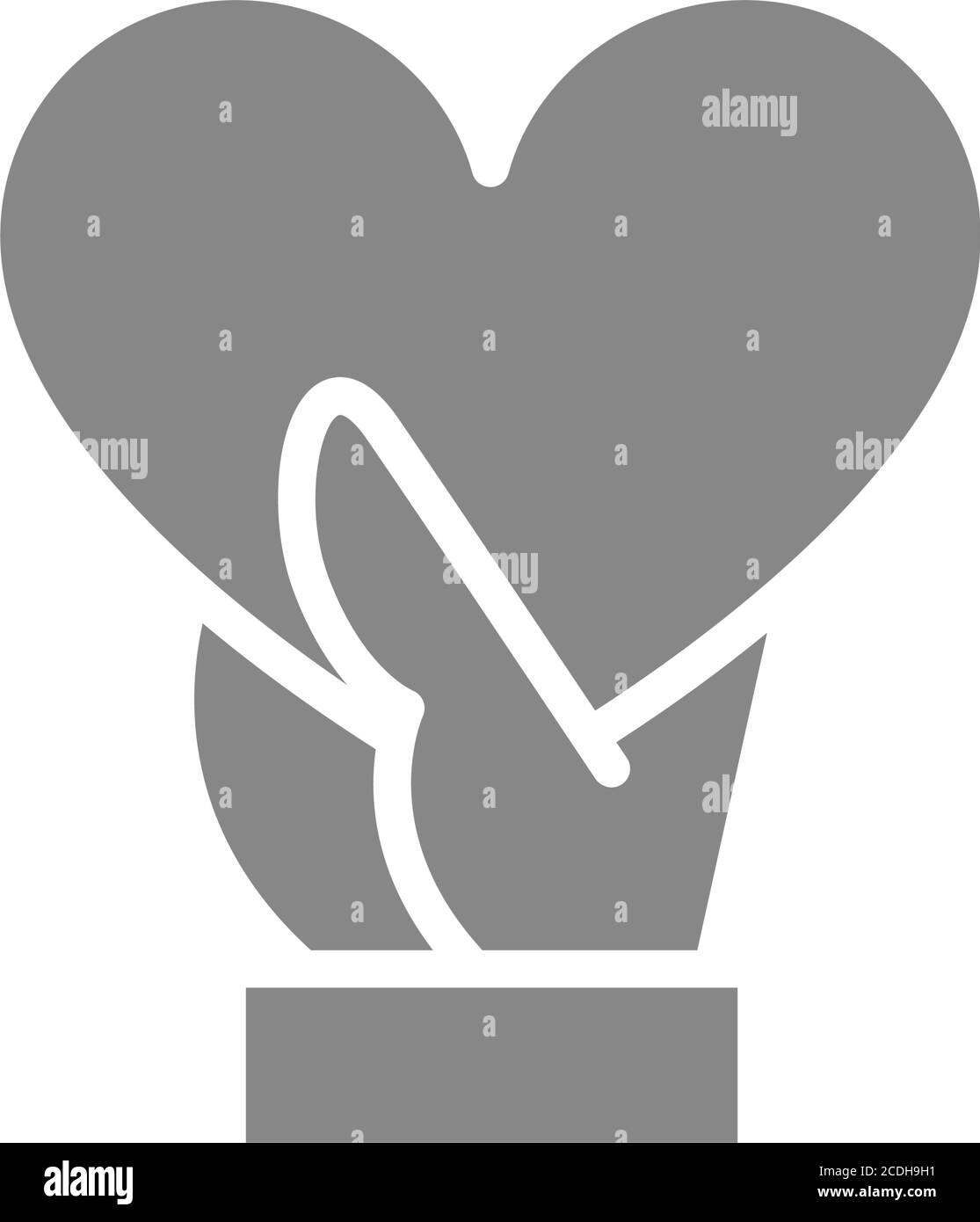 Main tient le grand coeur icône grise. Partagez un symbole d'amour, d'amour, de rétroaction Illustration de Vecteur