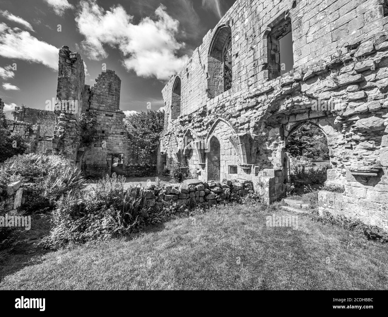 C'est les ruines du monastère cistercien du 11-12ème siècle De l'abbaye de Jervaulx dans les Dales du Yorkshire du Nord près de Village d'East Witton Banque D'Images