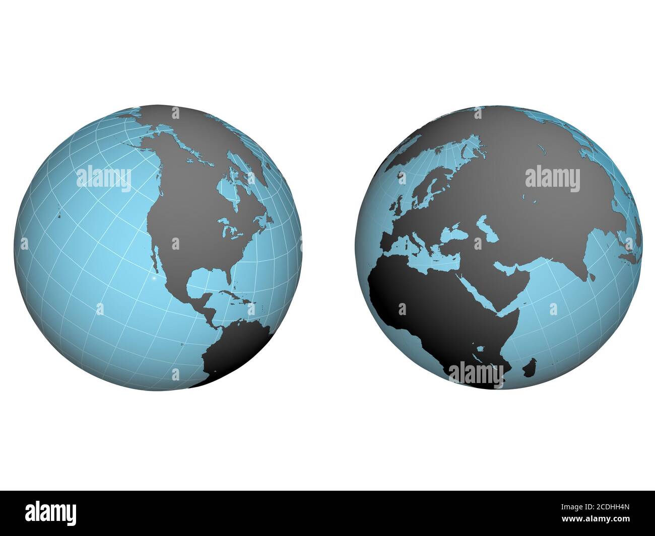 hémisphères ouest et est de la terre avec l'inf Banque D'Images