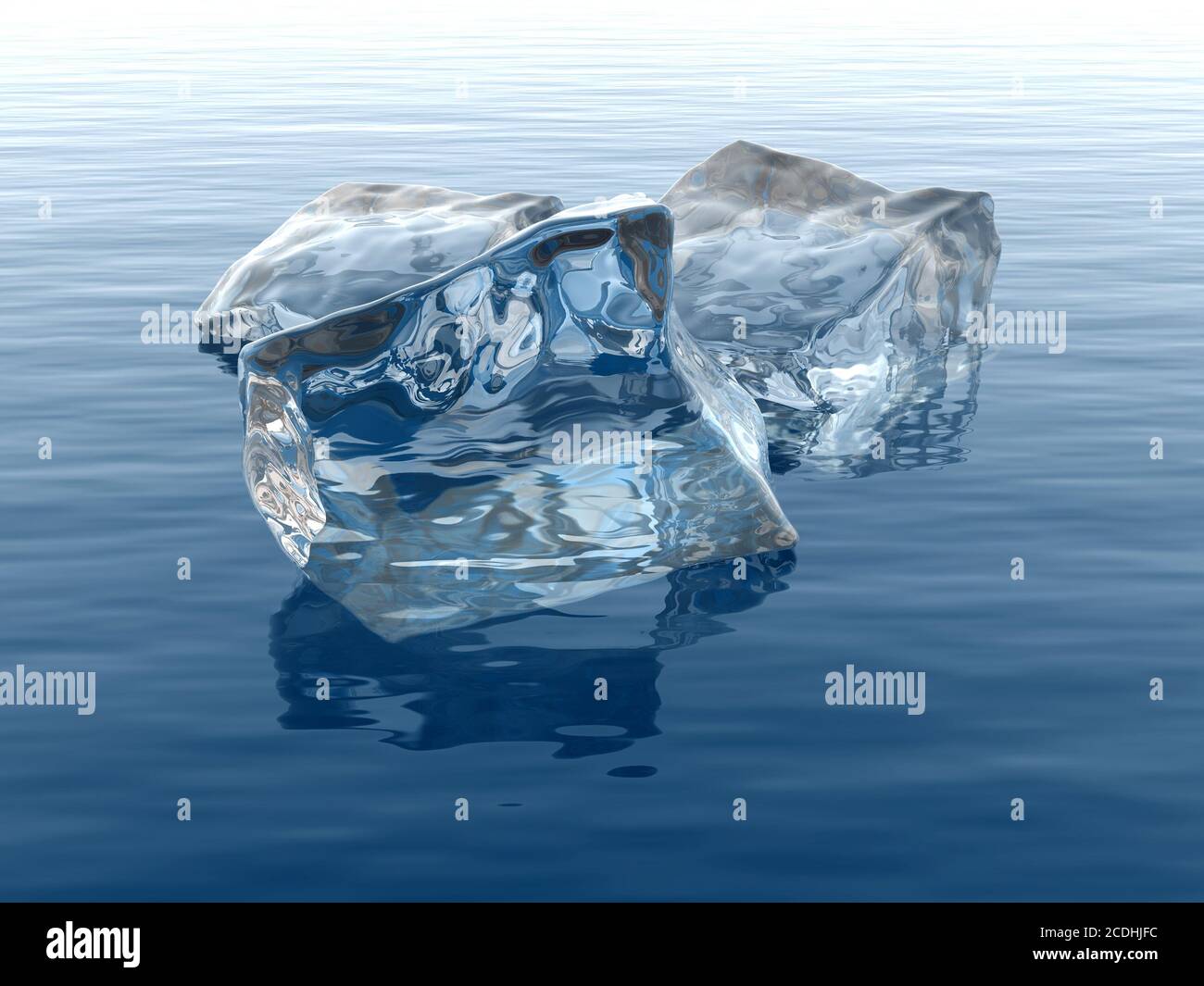 blocs de glace avec réflexions dans l'eau bleu ondulé Banque D'Images
