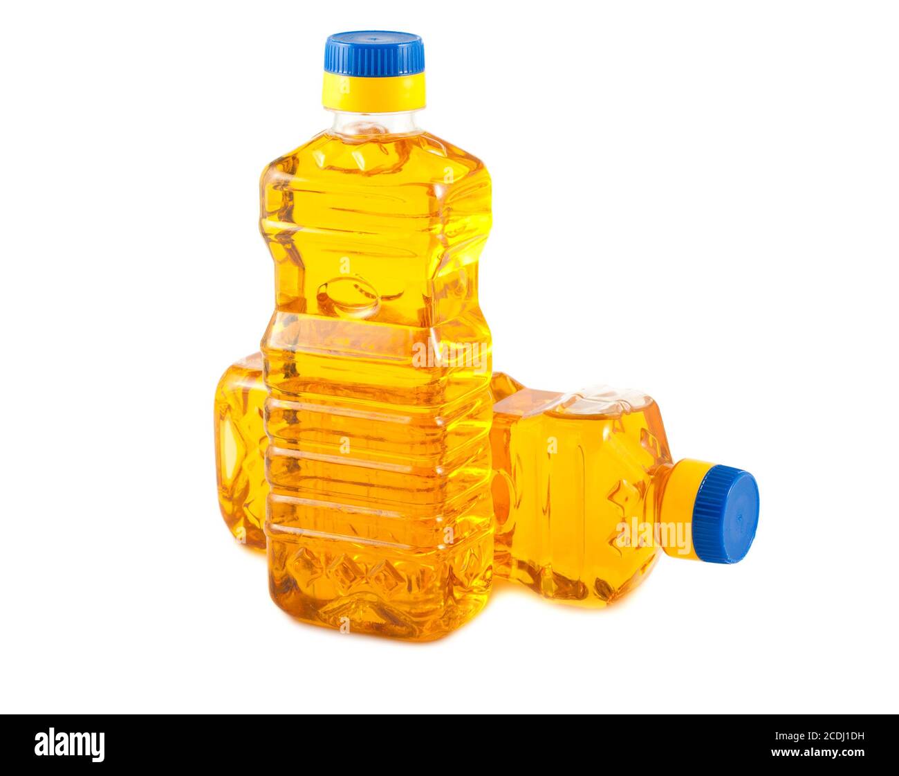 Deux bouteilles en plastique avec de l'huile végétale Banque D'Images