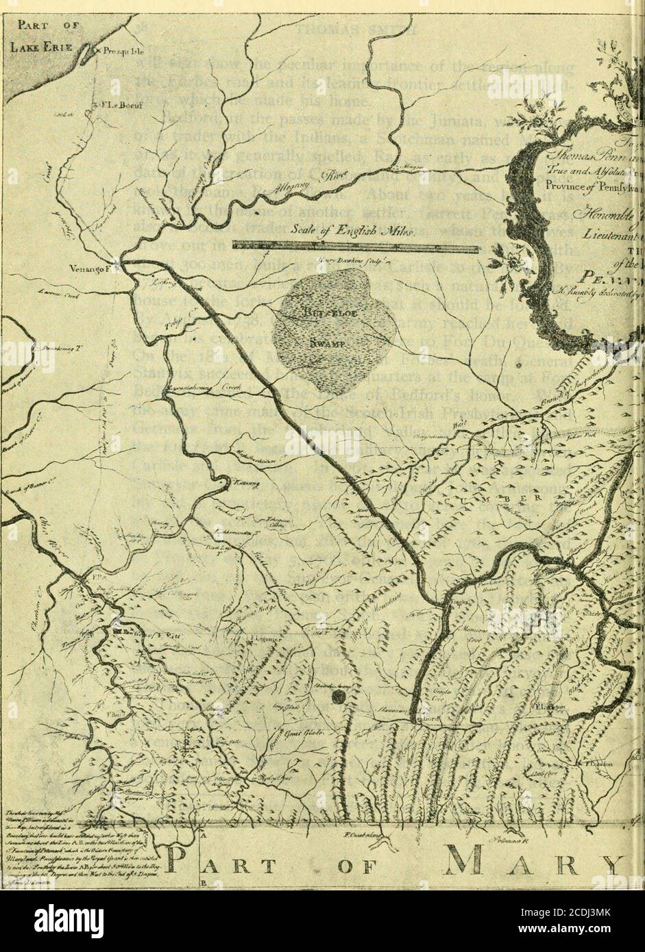 . La vie et les temps de Thomas Smith, 1745-1809, un membre de Pennsylvanie du congrès continental . l, Lukens a eu son adjoint, John Armstrong, a présenté un manoir propriétaire de 2,810 acres, couvrant le site de la colonie. La colonie a porté le poids des troubles indiens, mais après la paix de 1765 la propriété Boardof, le 5 mai 1766, a ordonné une ville de 200 lots devant être disposés par l'arpenteur-général, qui a terminé le hiswork en juin. Sur le plan de la ville Bernard Dougherty, Robert Galbreath, Thomas Smith, George Woods et onewoman, Phoebe Wolf, sont mentionnés en tant que propriétaires de lot, mais il n'apaise pas Banque D'Images