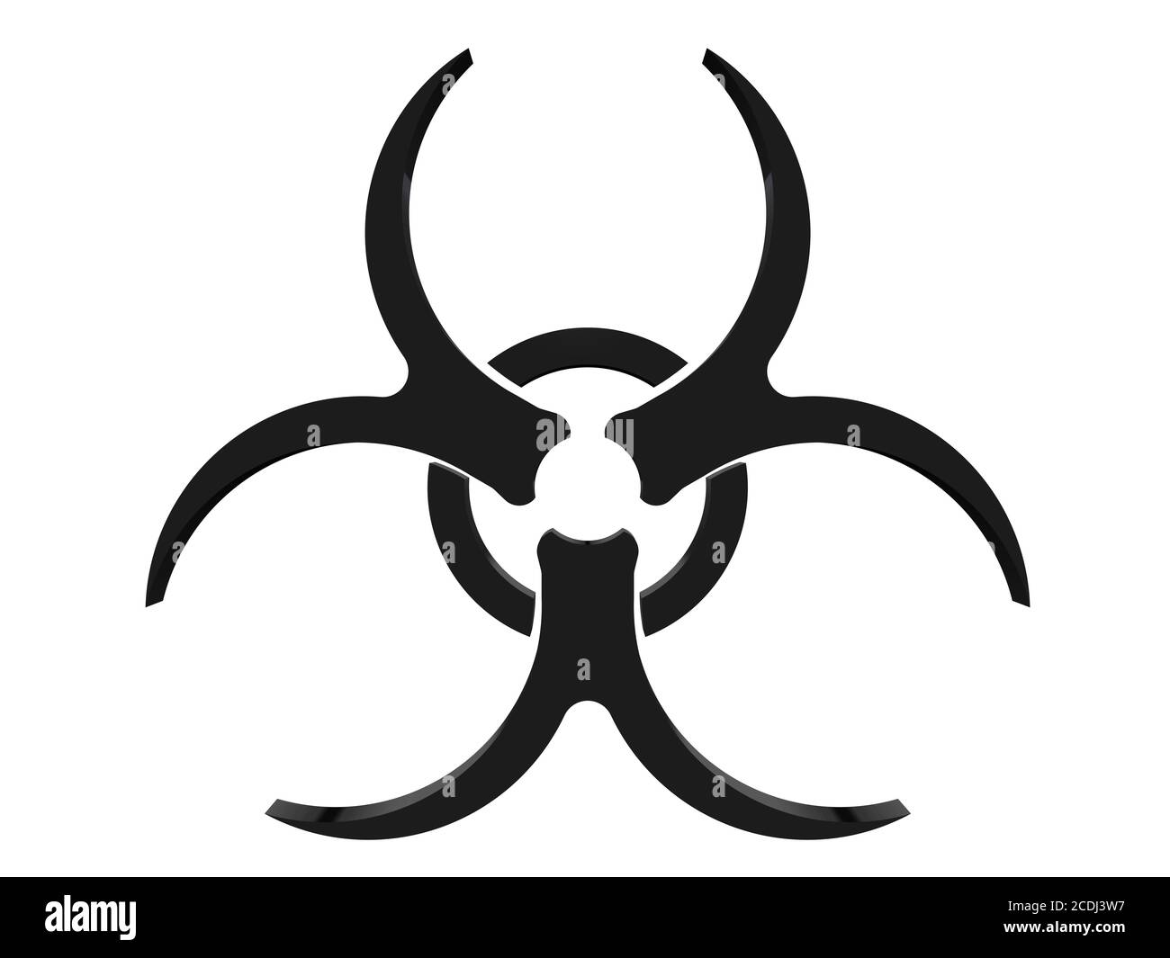 Symbole de danger biologique. Un symbole noir de danger biologique. Isolé Banque D'Images
