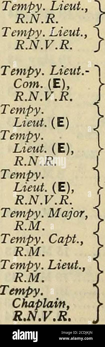 . La liste de la marine . F.Chester, DSC 18 août 41 Tempy. ) Sous-lieu, ^N. P. Buckland(;/pro6y) 1 oct. 44 R.N.R. J ^^c^V- / IT. Kilpatrick 10 janv. 44 r%VR J ^- J-Willis 11 sept. 44 Tempy. Agir. Sub-Lieut. Et gt ;£. P. Clayton 29 octobre 43 R.N.V.R. J HONG LAM. HONJO. HOPETOUN. Commandant... Tempy.Commander,R.N.V.R. Comp. Lieut. M. D. Alexander-Sinclair (Act) (ret) 11 mai 44 (au commandement) J. A. MacQueen (arf) 28 mai 44 .A. G. Alexander (retraité) 25 oct 43 E. H. Walker (retraité) 24 janv. 44 (officier de CIM, Écosse) ..A. J. Harvey, mbe (retraité) — Jan 44 J. T. Ogeley (Rej. A. Kerr, md, cbs. dph... S nov. 43 R. Peatfield, déjeuner et dîner Banque D'Images