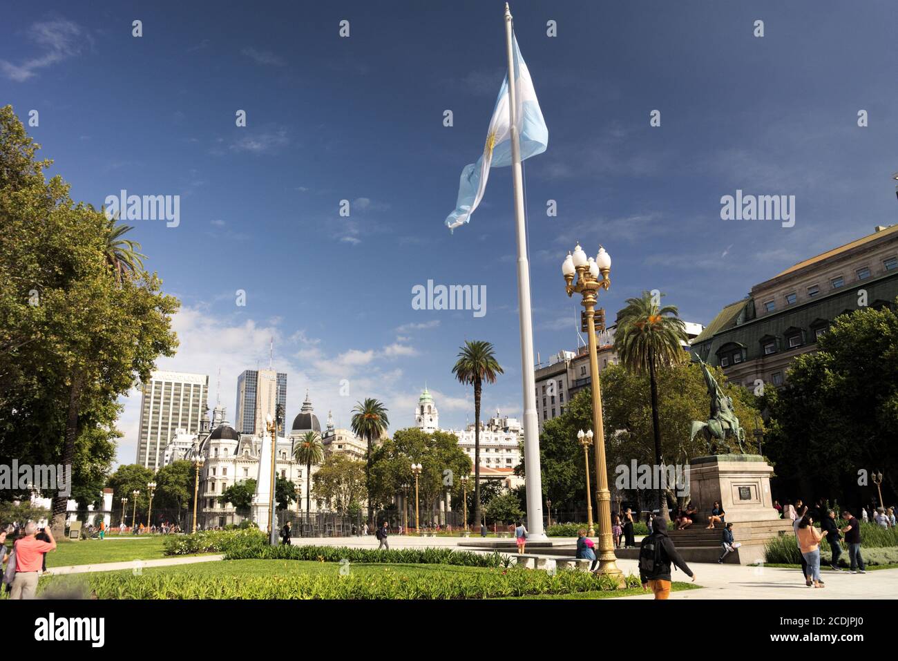 BEUNOS AIRES, ARGENTINE - 09 mars 2019 : drapeau national argentin sur la Plaza de Mayo Banque D'Images