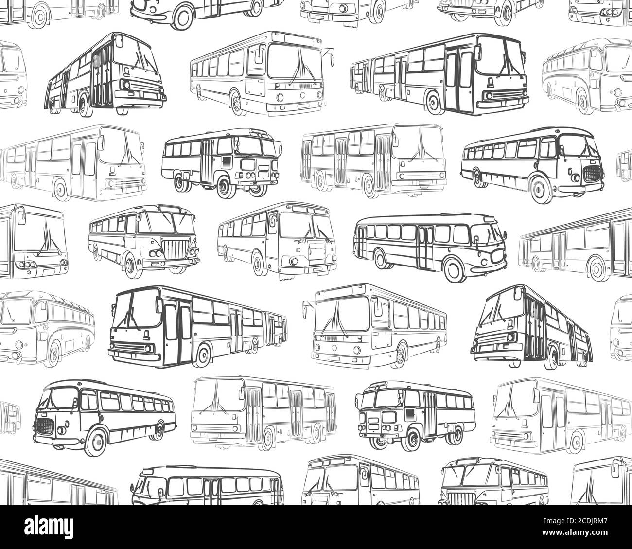 Arrière-plan transparent avec esquisses de bus. Illustration de Vecteur