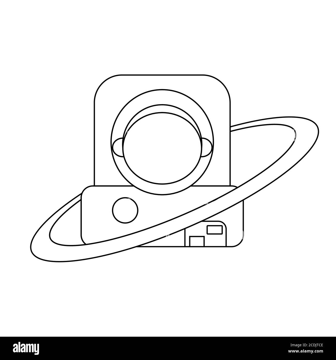 astronaute sur fond blanc. Illustration vectorielle isolée. Concept futur. Icône. Contour, ligne, style de caniche. Illustration de Vecteur