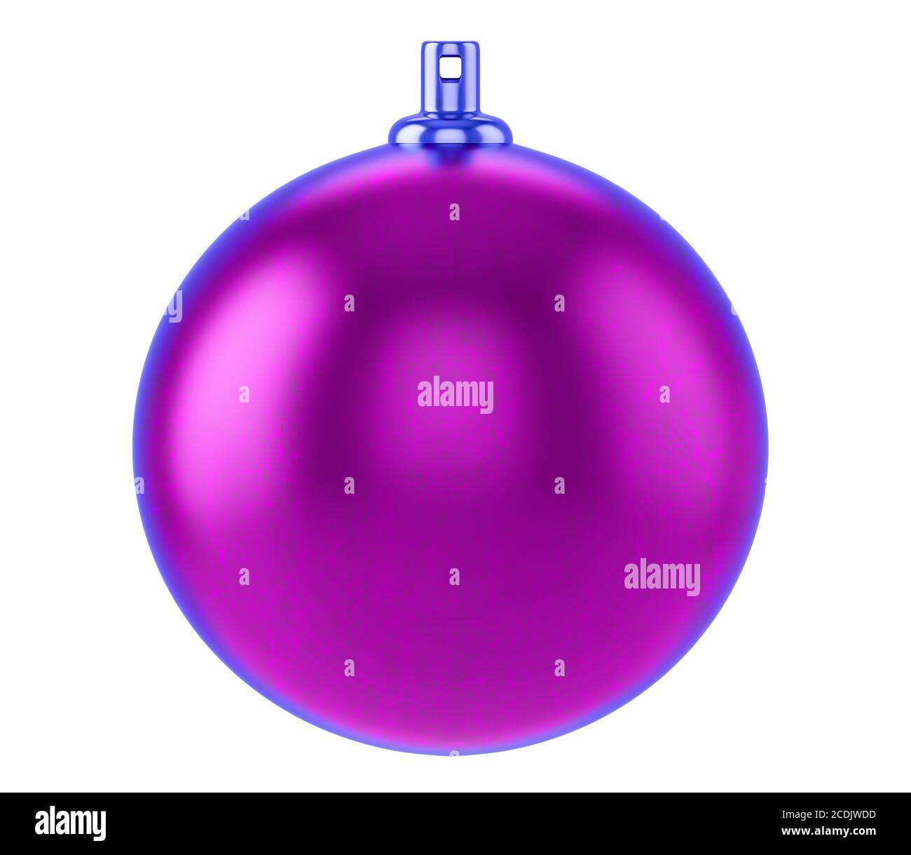 Boule de noël texturée violette, jouet en verre pour arbre de Noël isolé sur fond blanc, illustration 3d Banque D'Images