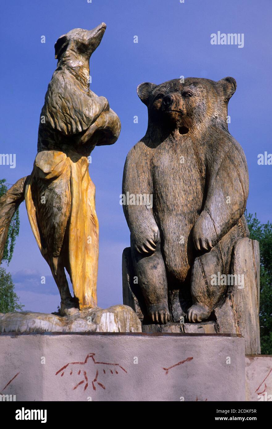 Comment les animaux ont obtenu leur nom sculpture, Stampede Grounds, Omak, Washington Banque D'Images