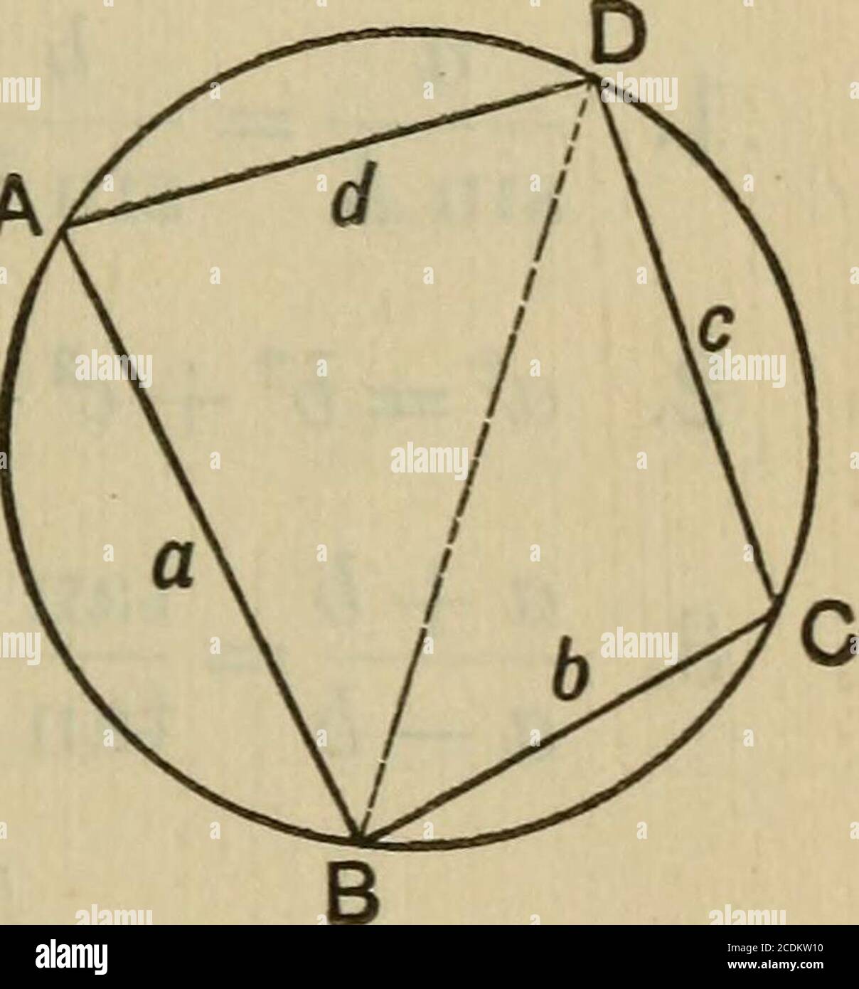 . Un traité sur la trigonométrie plane et sphérique, et ses applications à l'astronomie et à la géodésie, avec de nombreux exemples . ABC lorsque (1) a = 4, 6 = 10 ft., C = 30°. Art. 10 pi². (2) 6=5, c = 20 pouces, A = 60°. 43.3 po carrés (3) a = 13, b = 14, c = 15 chaînes. 84 chaînes. A T> 1111 4. Prouver - = —-| 1 5. Prove r = g-g-in^Bsin^C cos^-A EXEMPLES. 157 6. Prouver que la zone du triangle ABC est répresentedpar chacune des trois expressions: 2 R2 Sin A Sin B Sin C, RS, et BR (Sin A + Sin B + Sin C). 7. Si A = 60°, a = V3, 6 = V2, prouver que la surface = i(3+V3). 8. Prouver E (péché A + péché B + péché Banque D'Images