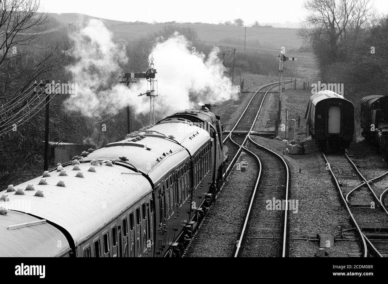 '30120' et 'Manston' en double direction du château de Corfe. Banque D'Images '30120' et 'Manston' en double direction du château de Corfe. Banque D'Images