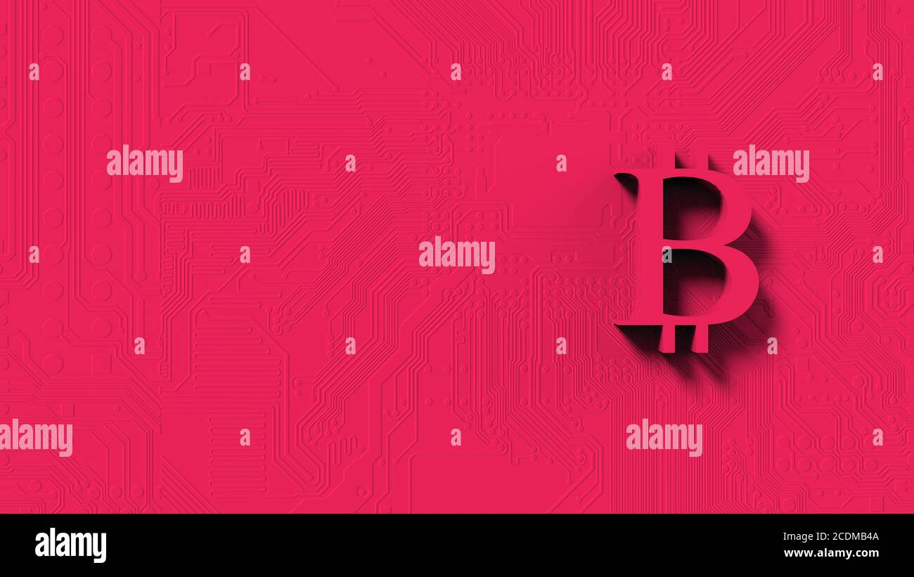 Icône de signe or rouge bitcoin isolée avec fond de couleur. illustration isolée de rendu 3d, crypto-monnaie, crypto, entreprise, gestion, risque, argent, Banque D'Images