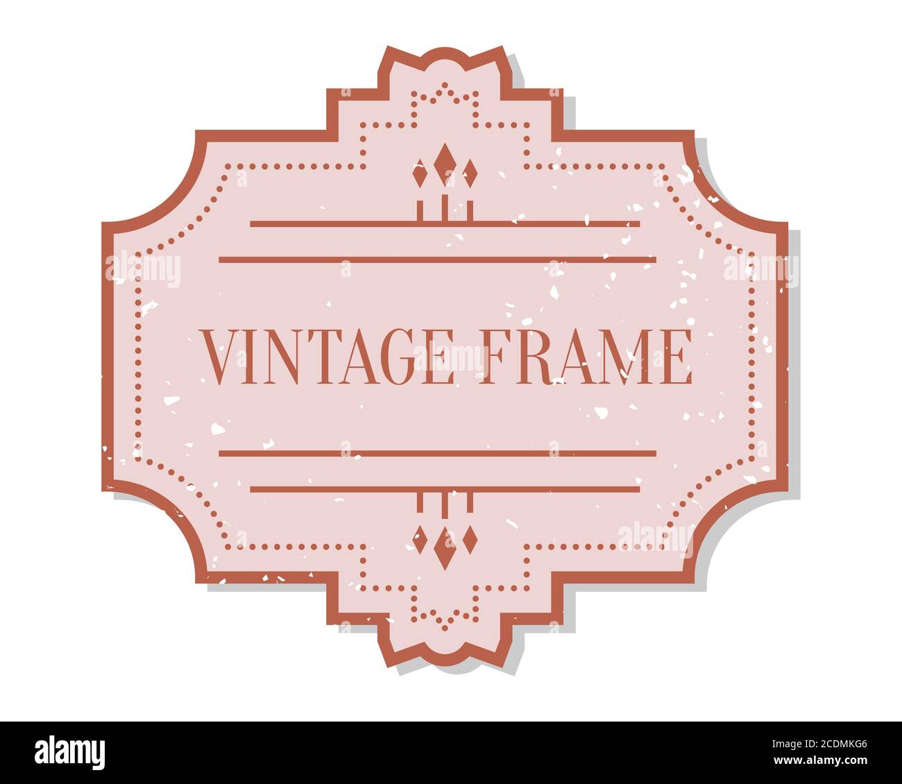Gros plan plat de couleur vintage avec élément décoratif de grunge. Modèle de texte de cadre d'autocollant d'emballage. Bannière de bordure de forme rétro, conception de menu. Illustration vectorielle isolée monobadge vintage Illustration de Vecteur