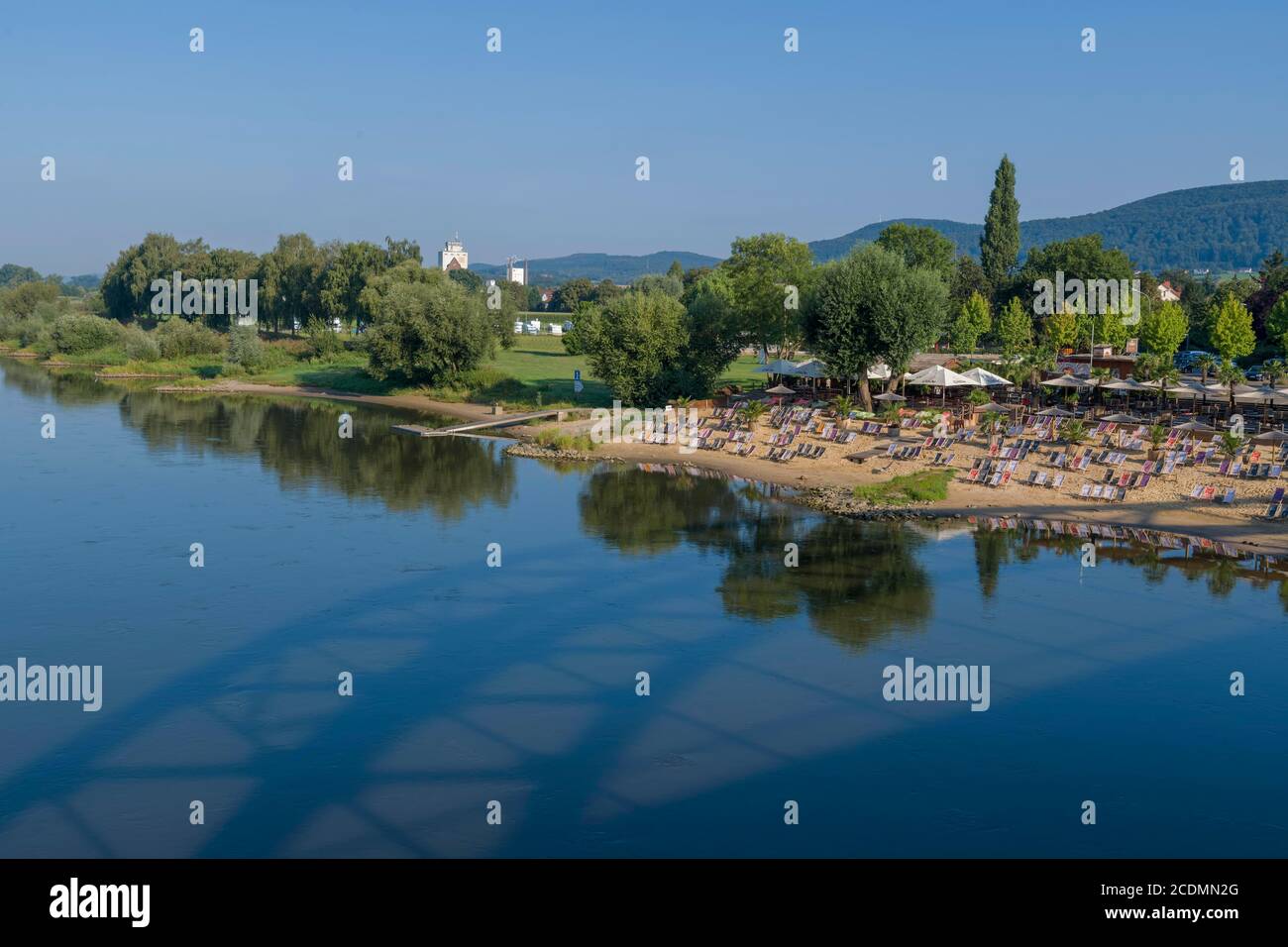 Weser, Camping Ground, site de camping-car, Rinteln, Allemagne Banque D'Images