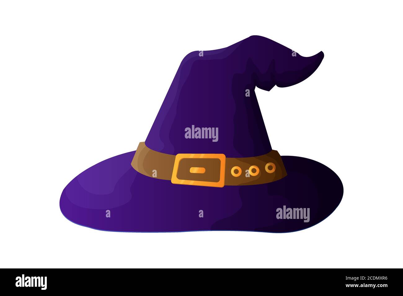 Illustration vectorielle chapeau de sorcière en style dessin animé. Symbole  Halloween - chapeau de sorcière avec boucle isolée sur fond blanc Image  Vectorielle Stock - Alamy