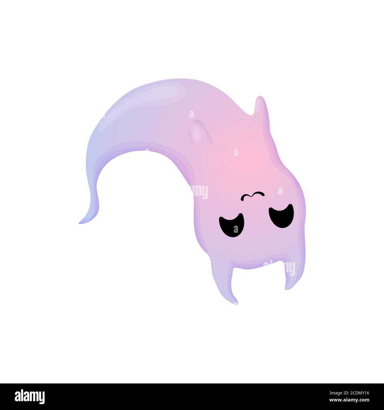 Illustration vectorielle amusante Halloween avec code art. Ghost Joli fantôme avec des oreilles de chat dans les couleurs pourpre et bleu. Isolé sur fond blanc. Illustration de Vecteur