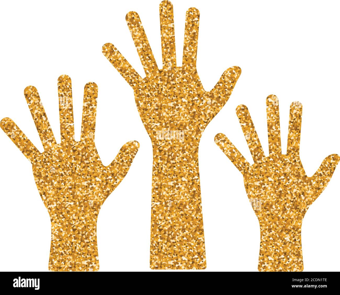 Icône représentant les mains dans une texture dorée scintillante. Illustration vectorielle de luxe étincelante. Illustration de Vecteur