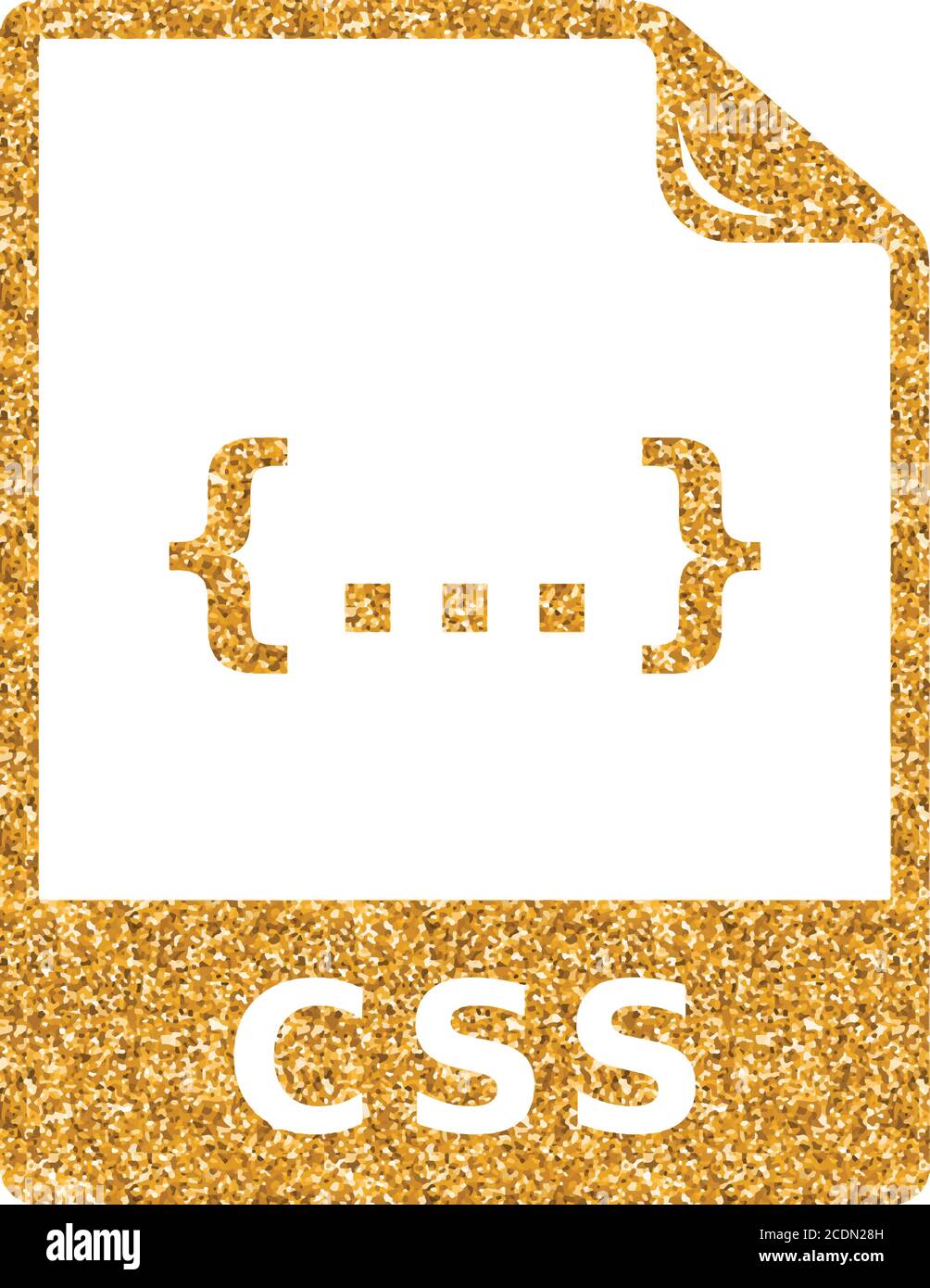 Icône de format de fichier CSS dans une texture pailletée dorée. Illustration vectorielle de luxe étincelante. Illustration de Vecteur