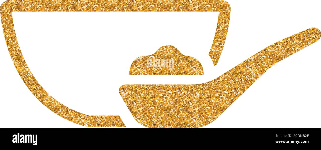 Icône de bol de bouillie dans une texture dorée scintillante. Illustration vectorielle de luxe étincelante. Illustration de Vecteur