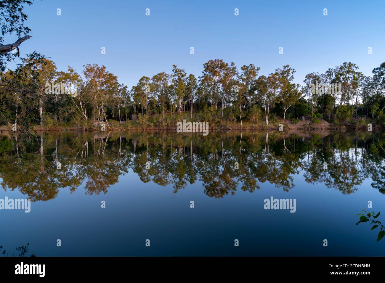 Refléter les réflexions de l'image sur Mary River près de Maryborough Queensland, Australie Banque D'Images