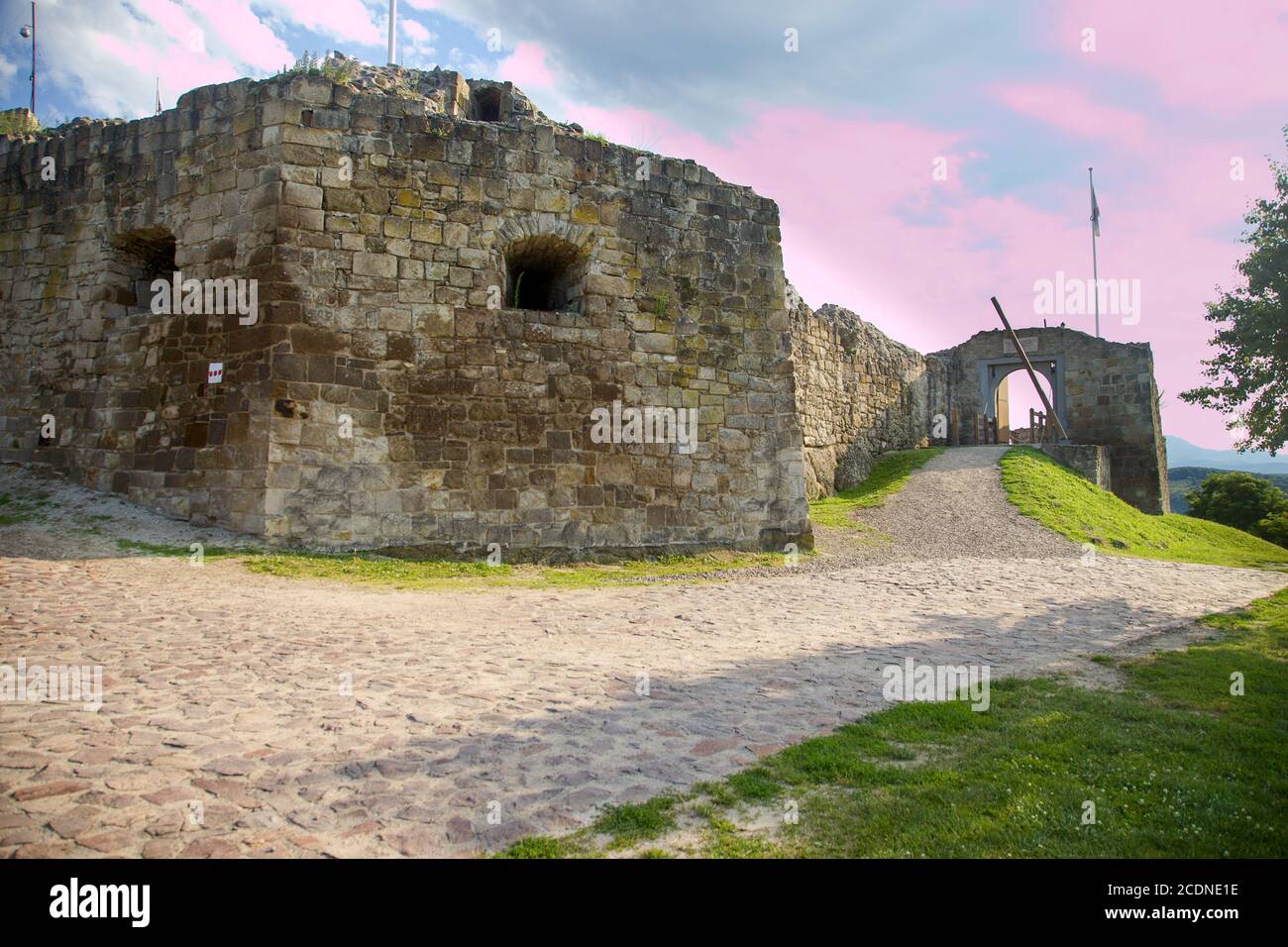 Murs en pierre du château de Sirok, Hongrie Banque D'Images