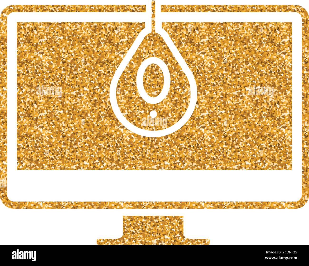 Icône d'étalonnage du moniteur dans une texture dorée scintillante. Illustration vectorielle de luxe étincelante. Illustration de Vecteur