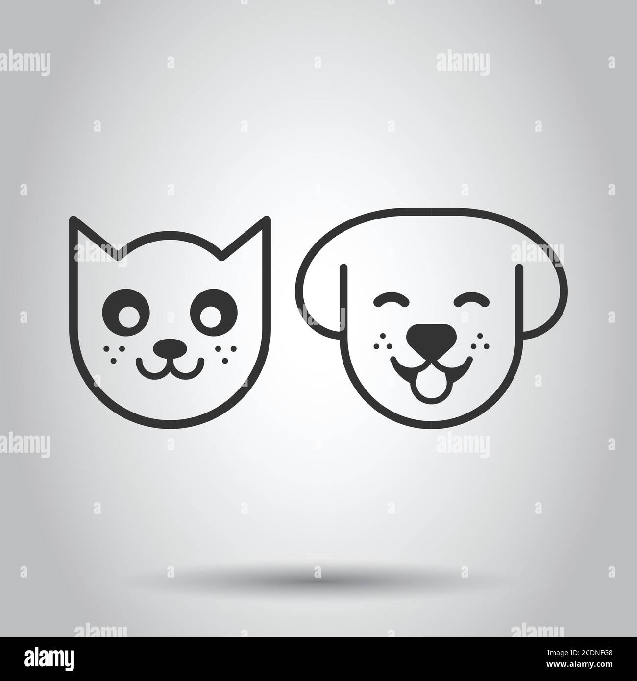 L'icône de chat et de chien dans l'appartement de style. Tête d'Animal vector illustration sur fond blanc isolé. Cartoon funny animal concept d'entreprise. Illustration de Vecteur L'icône de chat et de chien dans l'appartement de style. Tête d'Animal vector illustration sur fond blanc isolé. Cartoon funny animal concept d'entreprise. Illustration de Vecteur