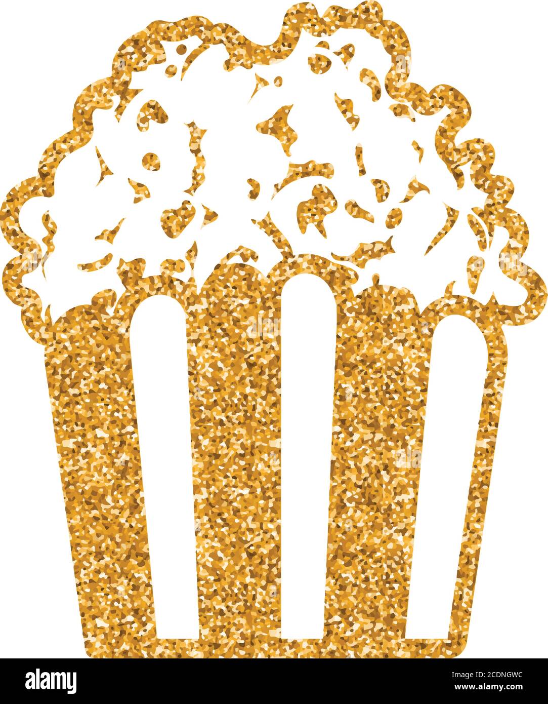 Icône pop-corn à paillettes dorées. Illustration vectorielle de luxe étincelante. Illustration de Vecteur